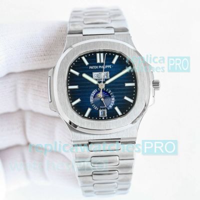 TW Swiss Copy Patek Philippe Nautilus V2 5726 Blue Face Mens Moon Phase Watch 